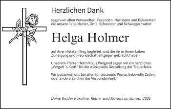 Anzeige von Helga Holmer von MGO
