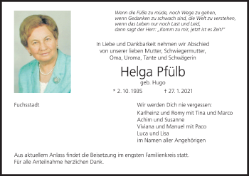 Anzeige von Helga Pfülb von MGO