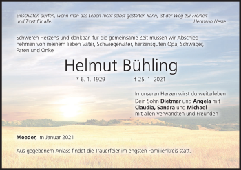 Anzeige von Helmut Bühling von MGO