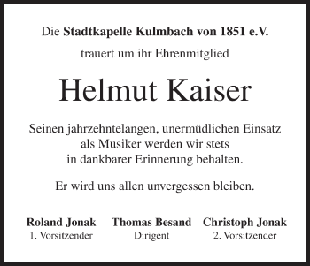 Anzeige von Helmut Kaiser von MGO