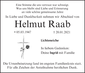 Anzeige von Helmut Raab von MGO