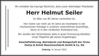Anzeige von Helmut Seiler von MGO