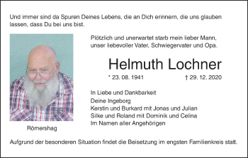 Anzeige von Helmuth Lochner von MGO