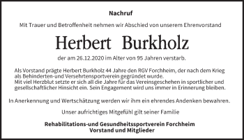 Anzeige von Herbert Burkholz von MGO