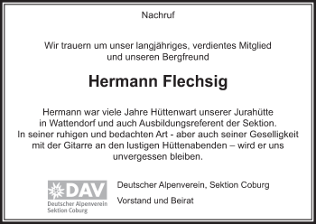Anzeige von Hermann Flechsig von MGO