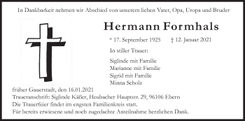 Anzeige von Hermann Formhals von MGO