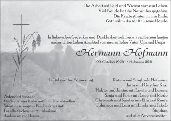 Anzeige von Hermann Hofmann von MGO