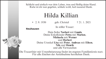 Anzeige von Hilda Killian von MGO
