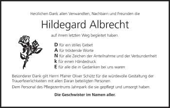 Anzeige von Hildegard Albrecht von MGO