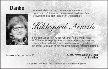 Anzeige von Hildegard Arneth von MGO
