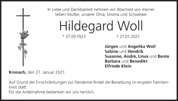 Anzeige von Hildegard Woll von MGO
