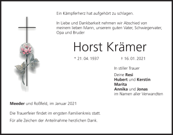 Anzeige von Horst Krämer von MGO