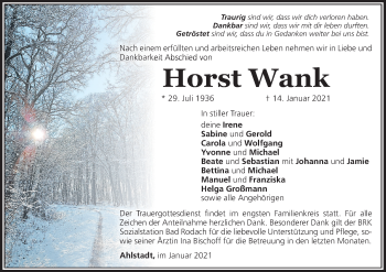 Anzeige von Horst Wank von MGO