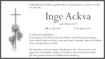 Anzeige von Inge Ackva von MGO