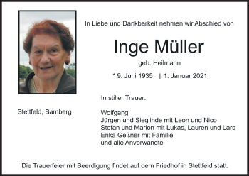 Anzeige von Inge Müller von MGO