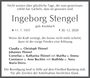 Anzeige von Ingeborg Stengel von MGO