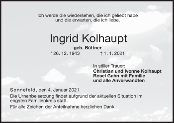 Anzeige von Ingrid Kolhaupt von MGO