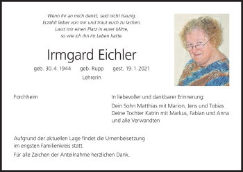 Anzeige von Irmgard Eichler von MGO