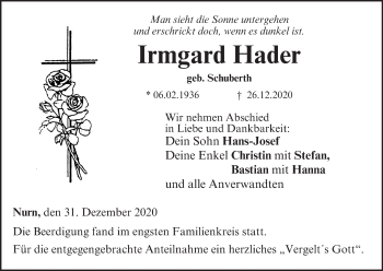 Anzeige von Irmgard Hader von MGO
