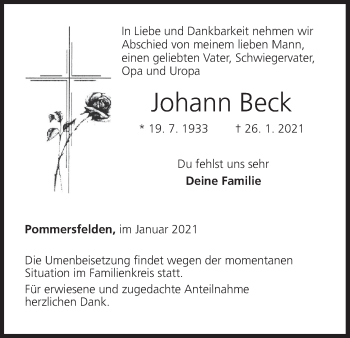 Anzeige von Johann Beck von MGO