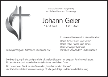Anzeige von Johann Geier von MGO