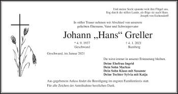 Anzeige von Johann  Greller von MGO