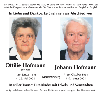 Anzeige von Johann Hofmann von MGO
