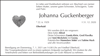 Anzeige von Johanna Guckenberger von MGO