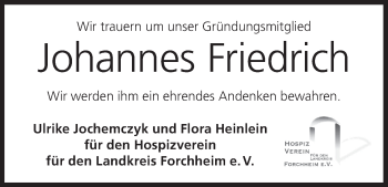 Anzeige von Johannes Friedrich von MGO