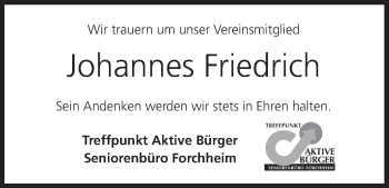 Anzeige von Johannes Friedrich von MGO