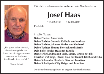 Anzeige von Josef Haas von MGO