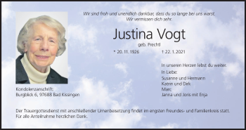 Anzeige von Justina Vogt von MGO
