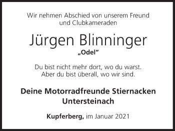 Anzeige von Jürgen Blinninger von MGO