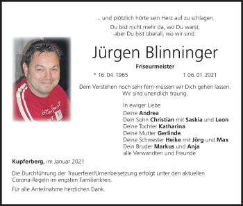 Anzeige von Jürgen Blinninger von MGO