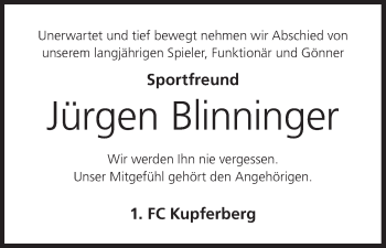 Anzeige von Jürgen Blinninger von MGO
