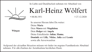 Anzeige von Karl-Heinz Wölfert von MGO