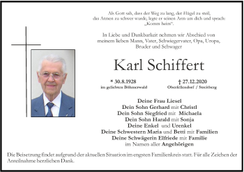Anzeige von Karl Schiffert von MGO