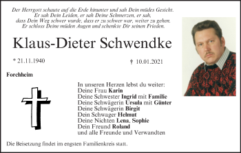 Anzeige von Klaus-Dieter Schwendke von MGO