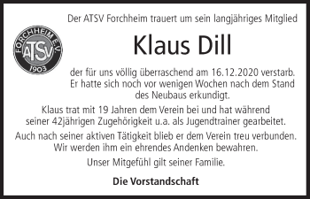 Anzeige von Klaus Dill von MGO