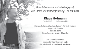 Anzeige von Klaus Hofmann von MGO