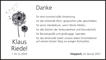 Anzeige von Klaus Riedel von MGO