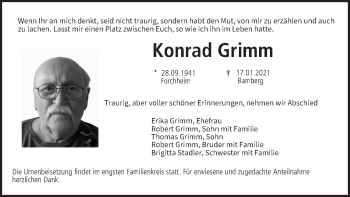 Anzeige von Konrad Grimm von MGO