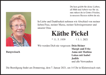 Anzeige von Käthe Pickel von MGO