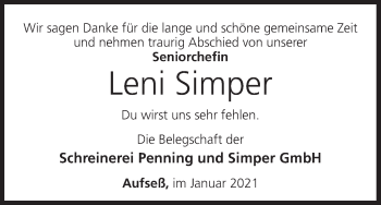 Anzeige von Leni Simper von MGO