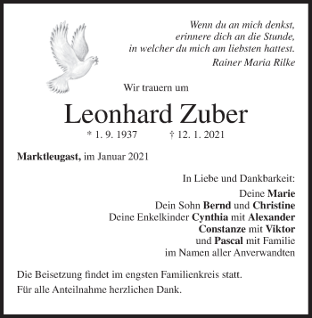 Anzeige von Leonhard Zuber von MGO