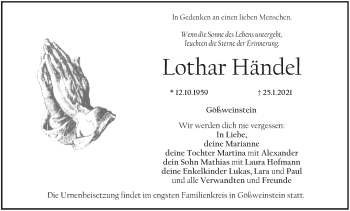Anzeige von Lothar Händel von MGO
