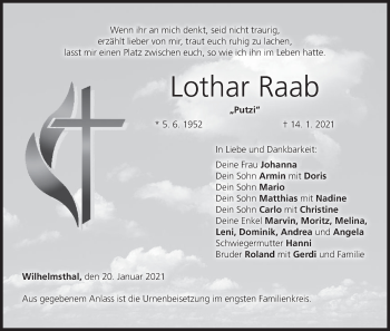 Anzeige von Lothar Raab von MGO