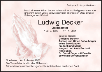 Anzeige von Ludwig Decker von MGO