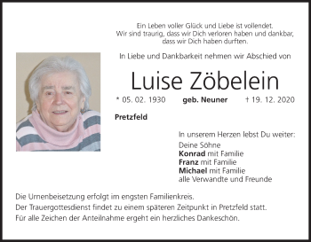 Anzeige von Luise Zöbelein von MGO