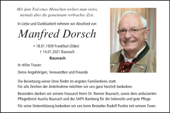 Anzeige von Manfred Dorsch von MGO